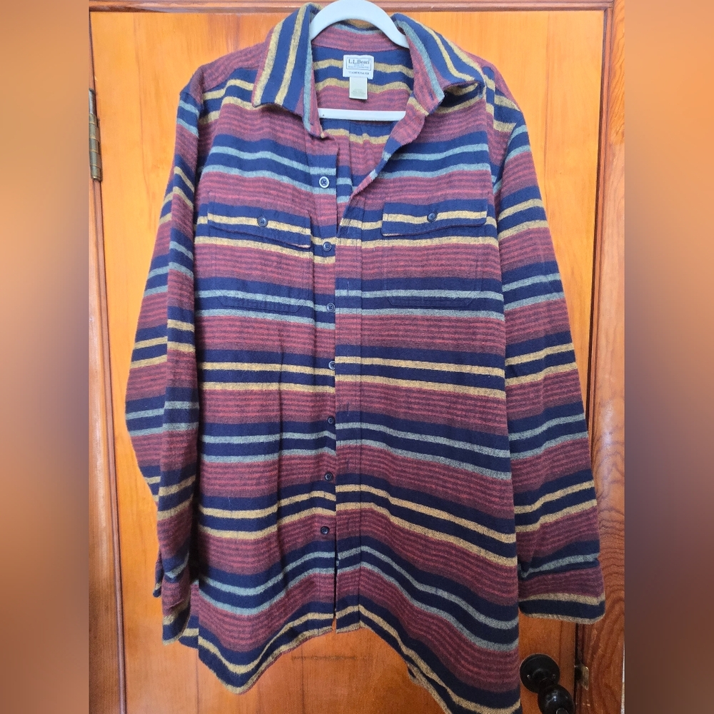 Men's Chamois Traditional Fit, Stripe L.L. Bean Tall, Cotton Stripes XXL Flannel